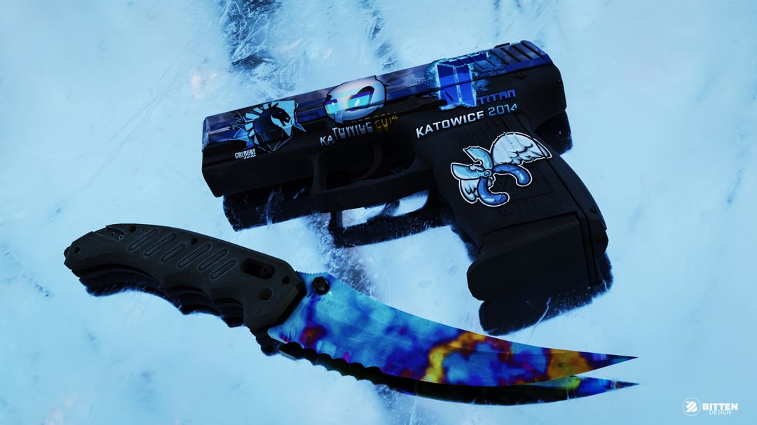 P2000 | Ocean Foam + Flip Knife | Case Hardened